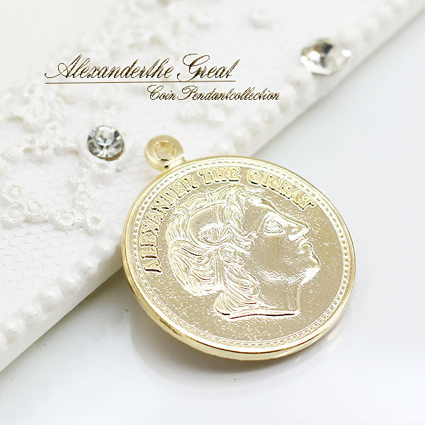 楽天市場】アレキサンダー大王 コイン ペンダントトップ 両面 ゴールド