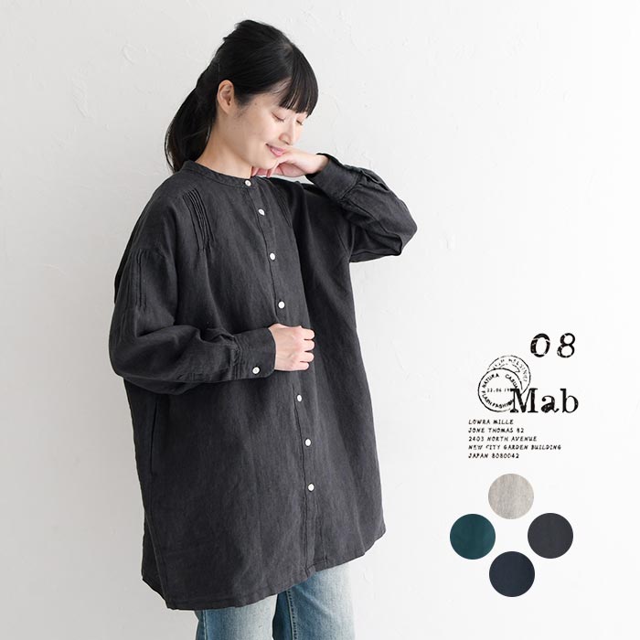 楽天市場】08Mab 9番手リネン ピンタック ワイドチュニック シャツ