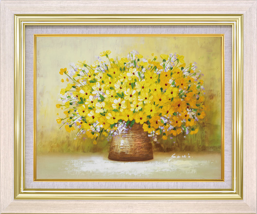楽天市場】【スーパーSALE10％OFF】手描き油絵 木村 咲 黄色い小花 F6