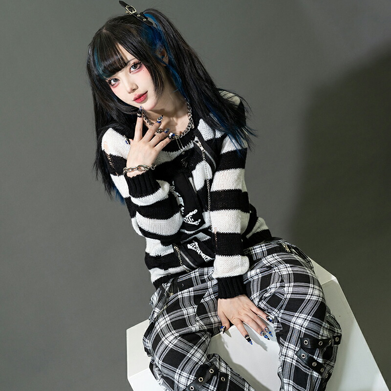 楽天市場】ボーダーセーター ニット 長袖 ファッション 原宿 原宿系