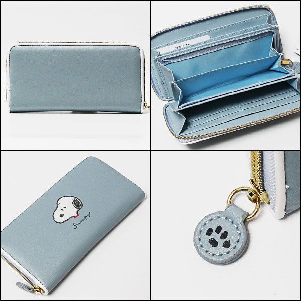 楽天市場】スヌーピー ラウンド長財布 ワッペン/ブルー レディース