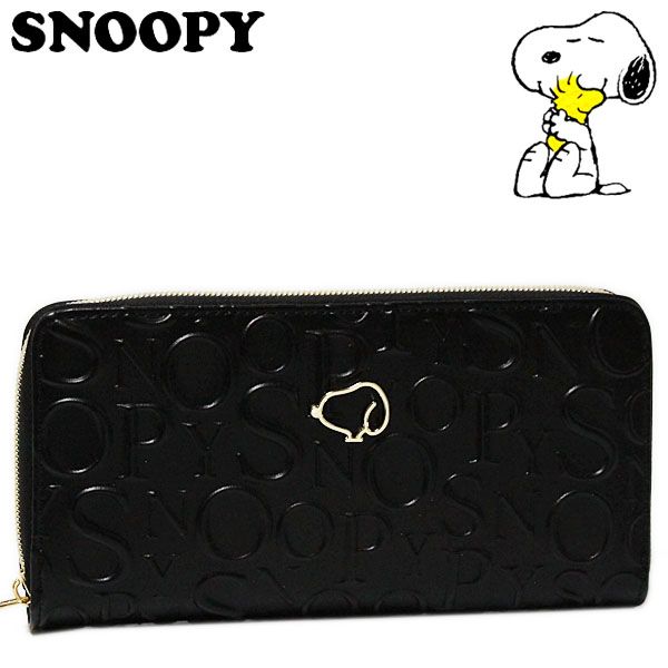 楽天市場】スヌーピー ラウンド長財布 モノグラム/ブラック レディース
