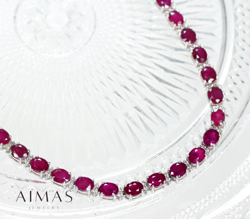 楽天市場】ルビー 25ct ダイヤモンド 1ct ルビーネックレス テニス