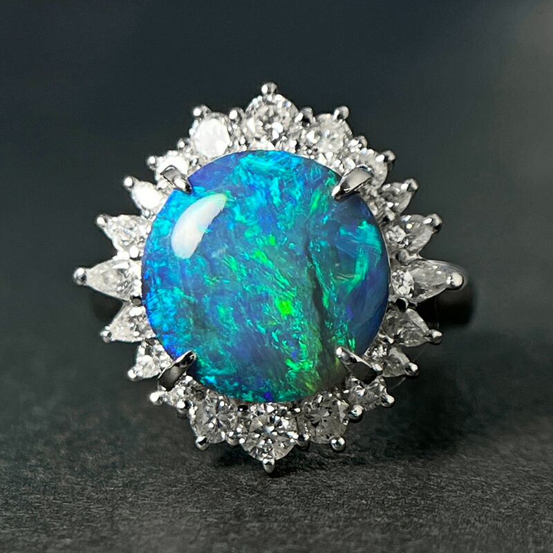 楽天市場】ブラックオパール 3.67ct リング 12号 PT900 プラチナ 指輪