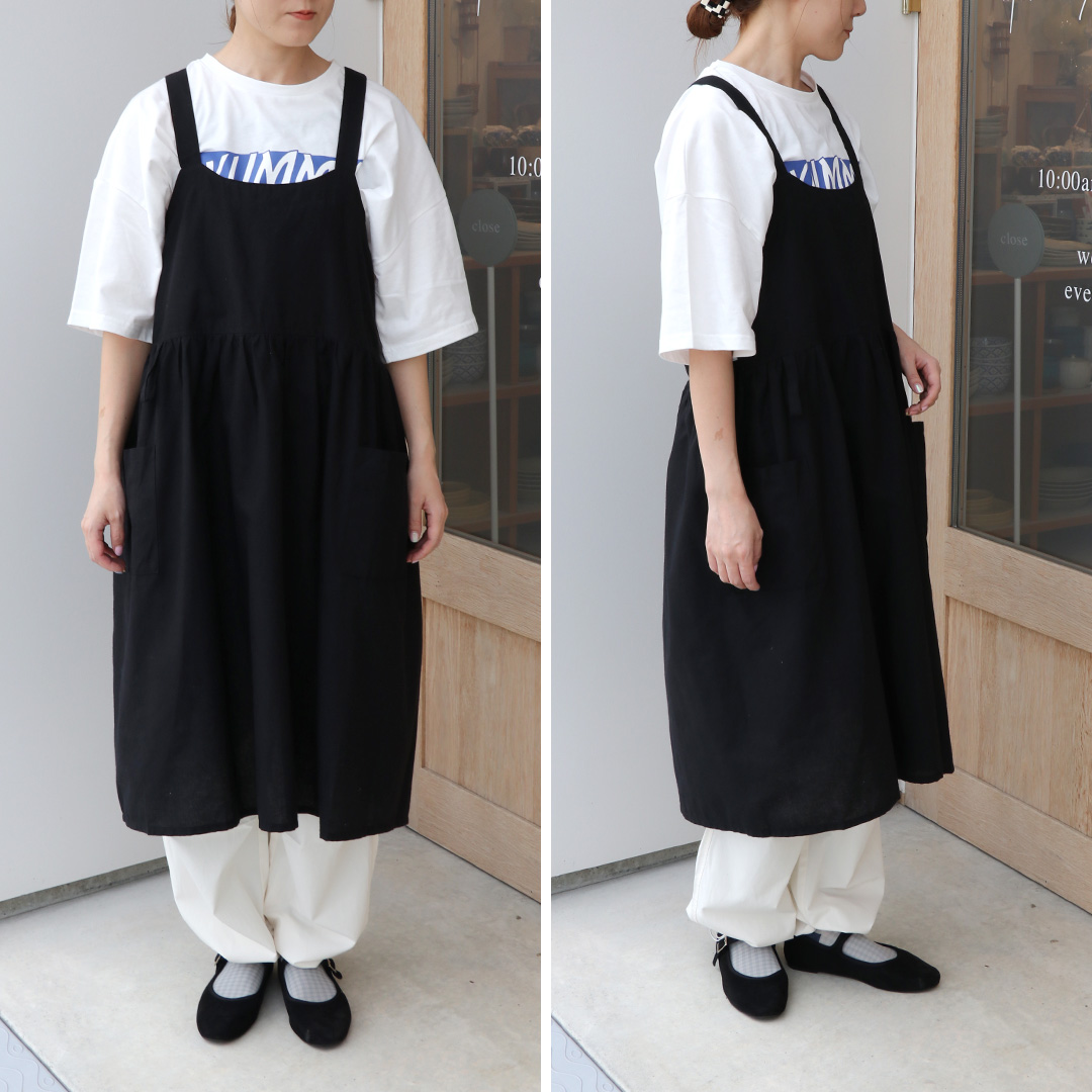 楽天市場】フレア ギャザー クロス エプロン バッククロス ワンピース