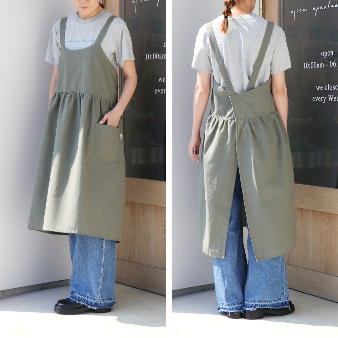 楽天市場】フレア ギャザー クロス エプロン バッククロス ワンピース