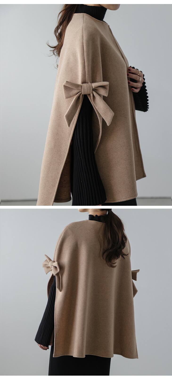 楽天市場】【60％OFFクーポン対象】コート ケープコート リボン サイド