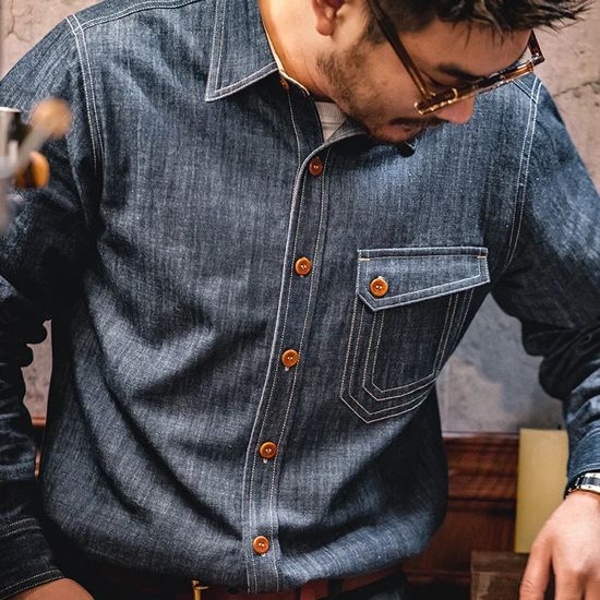 楽天市場】メンズ 長袖シャツデニム シャツ アメリカンヴィンテージ