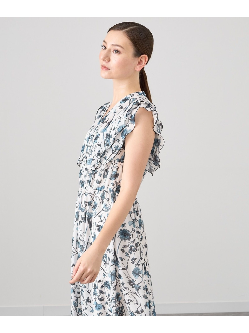 楽天市場】ボタニカルローンプリントラッフル袖 ワンピース ANAYI