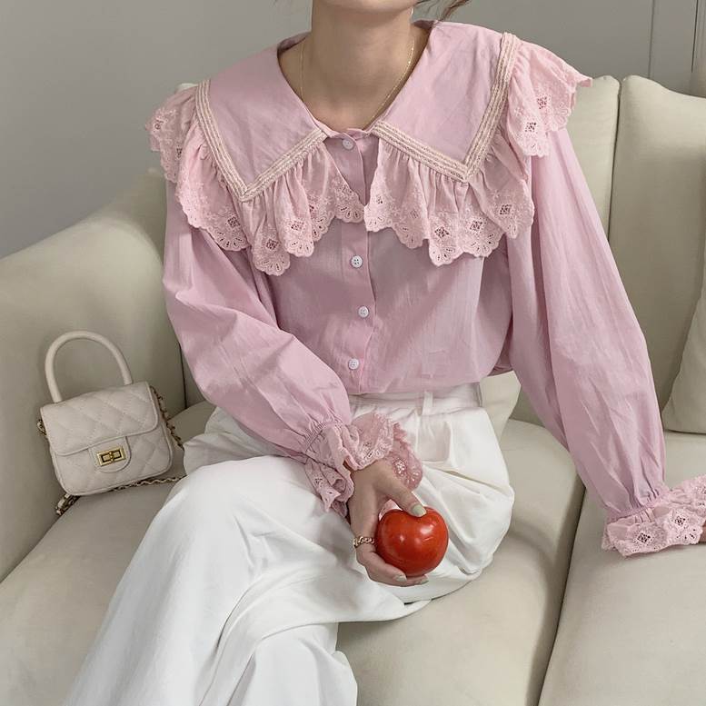 楽天市場】レースフリル付きブラウス トップス レディース ブラウス