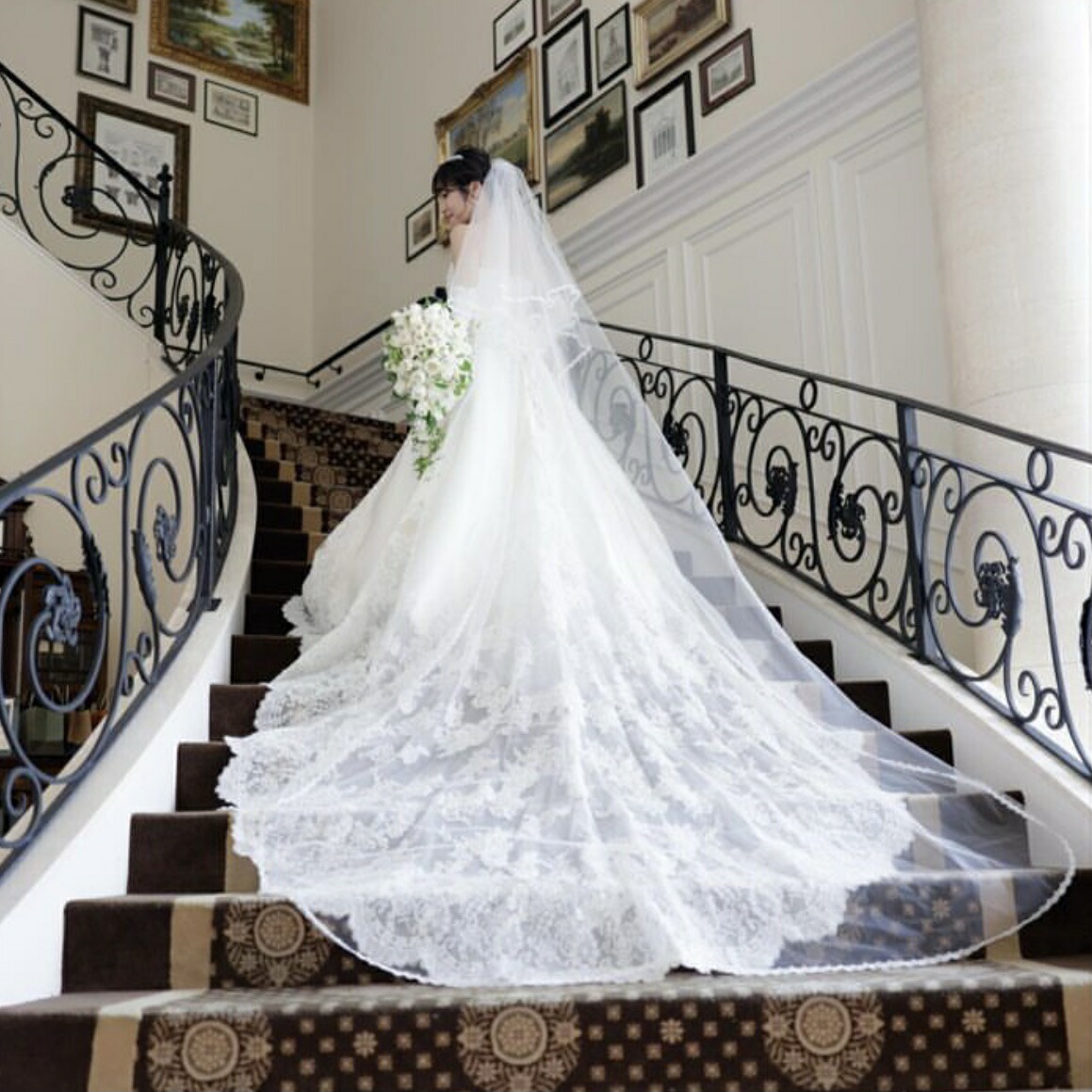 ワタベウェディング LUANA-3 刺繍入りロングウェディングベール ワタベ