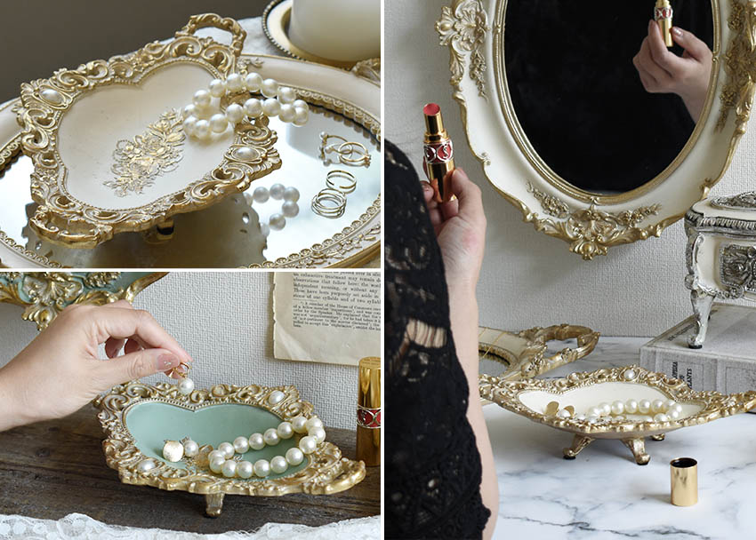 楽天市場】アンティークデコ ジュエリートレイ 小物入れ ロココ調