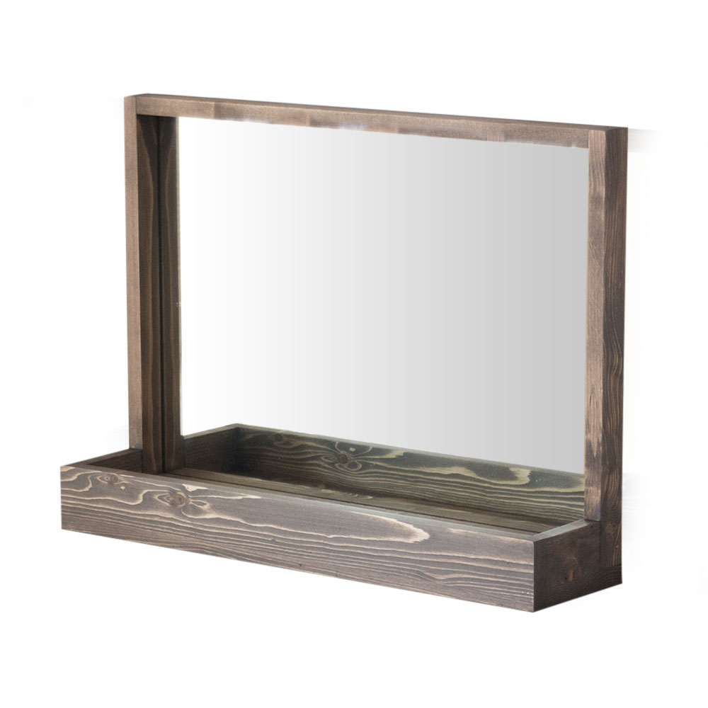 楽天市場】ミラー 鏡 立て掛け 収納付き 木製フレーム 幅60cm 鏡台