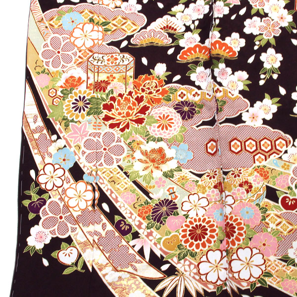 楽天市場】着物 振袖 型染め京友禅 金駒刺繍 桜地紋綸子地 未仕立て