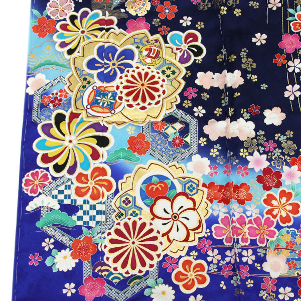 楽天市場】着物 振袖 型染め京友禅 金駒刺繍金彩加工 桜紗彩型地紋綸子