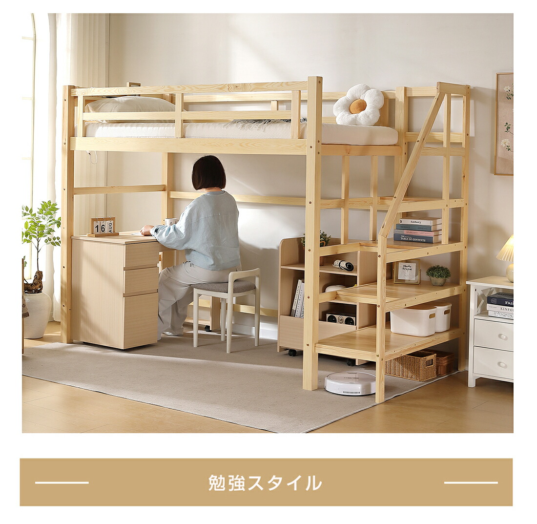 楽天市場】【全品P5倍☆今夜20時〜4H限定！】ロフトベッド 階段付き
