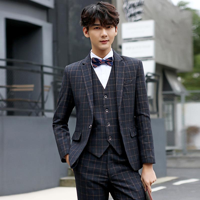 楽天市場】送料無料 スーツ メンズ 3点セット チェック柄 ブラック