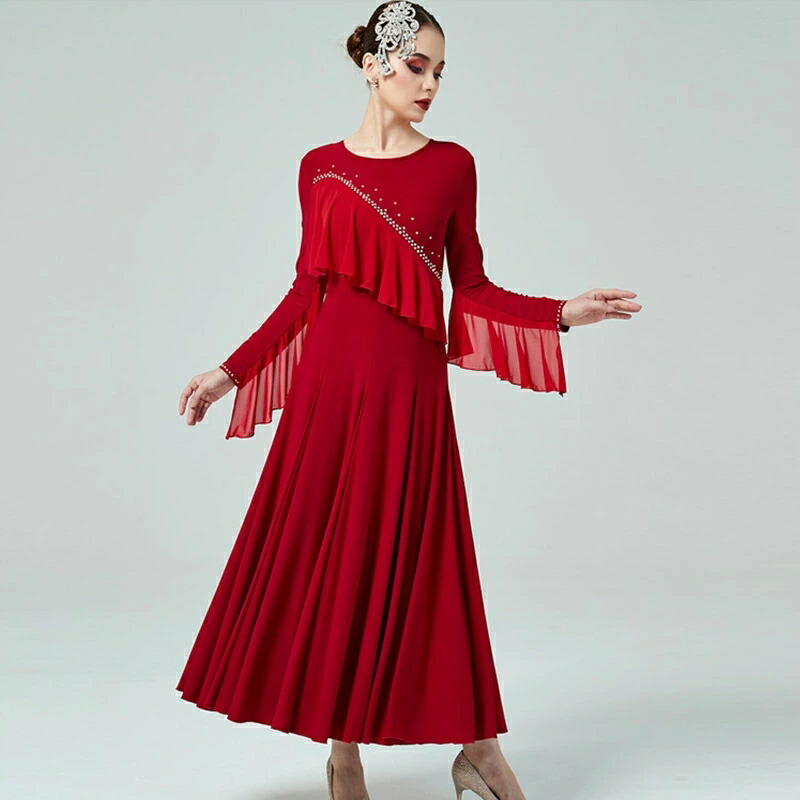 楽天市場】送料無料 全3色 社交ダンスドレス モダンドレス ワイン赤 緑