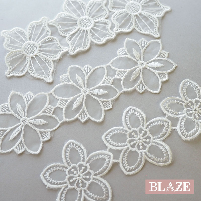 楽天市場】【3個セット】フラワー モチーフ レース パーツ 刺繍