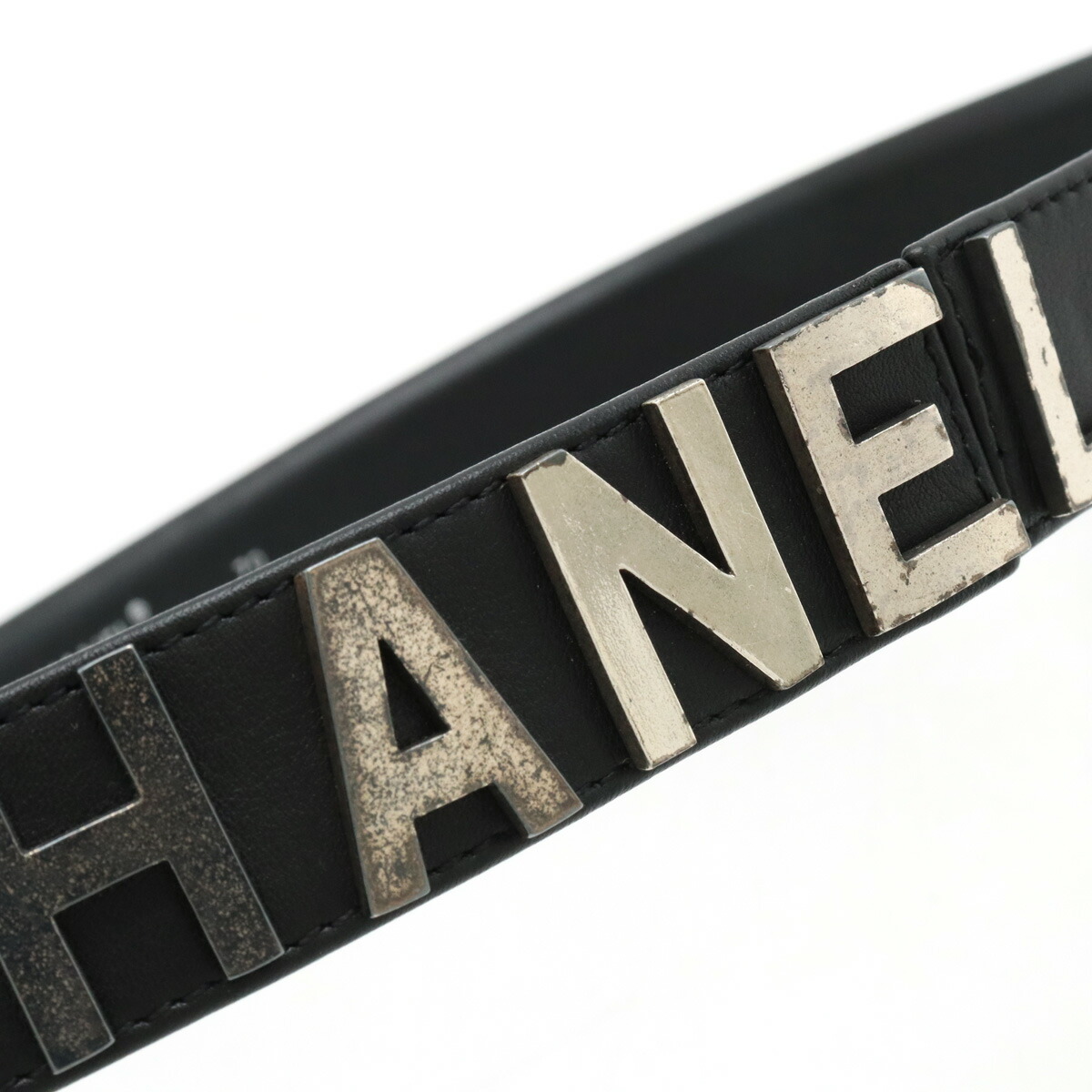 楽天市場】CHANEL シャネル ロゴ ベルト レザー ブラック 黒 シルバー