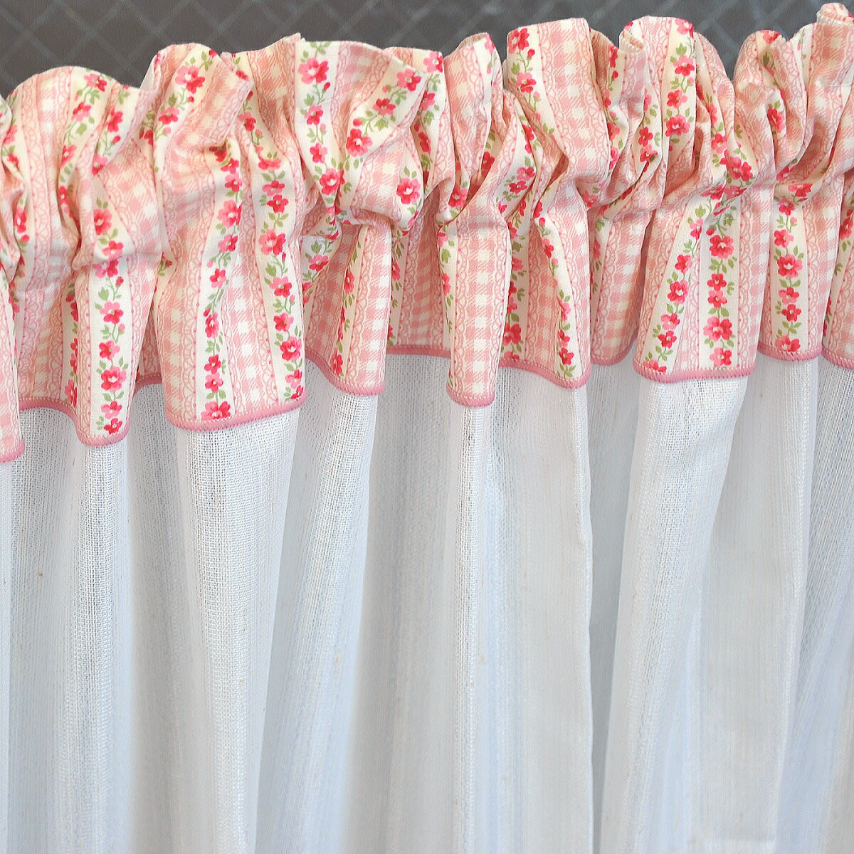 楽天市場】【花柄フリルカフェカーテン 上部・裾組み合わせ自由】小花