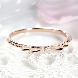 楽天市場】K10PG ダイヤモンド リボン リング【無色透明】【H-SIクラス