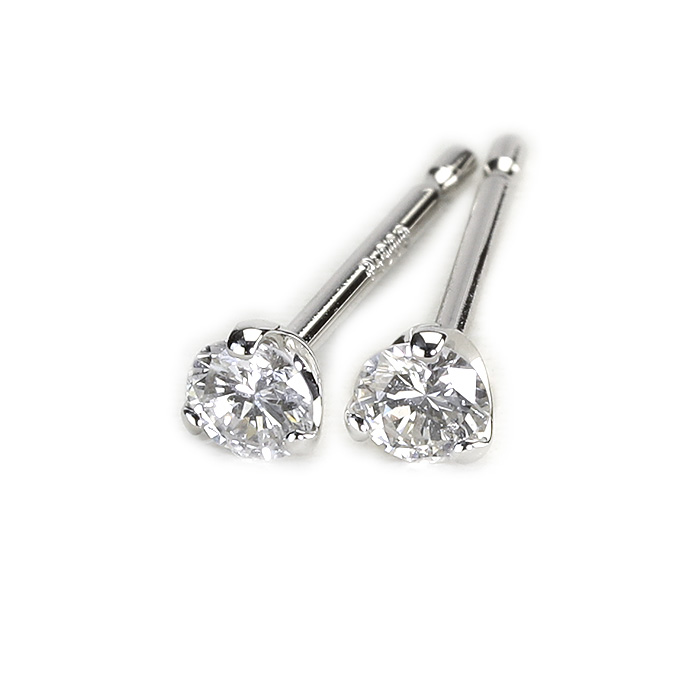 楽天市場】プラチナ(Pt900)ダイヤモンドピアス(3mmラウンド、ダイヤ0.2