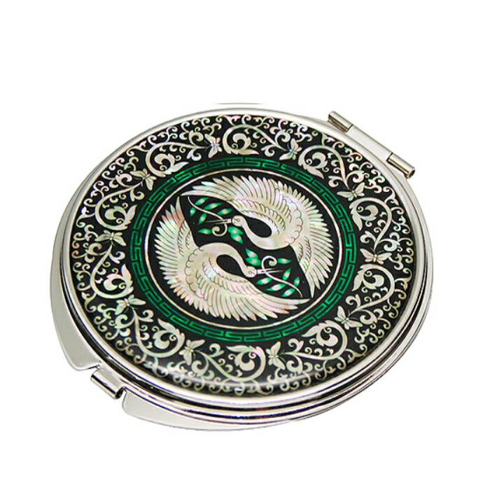 楽天市場】天然貝 コンパクトミラー（鶴）シェル・螺鈿 韓国 ミラー 鏡