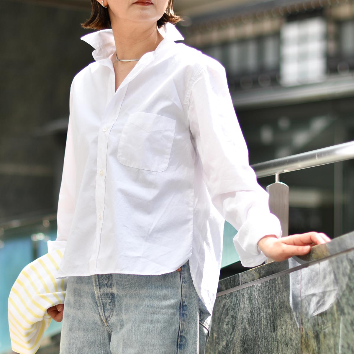 フランク&アイリーン 長袖シャツ 羽織り BARRY 綿100% ホワイト 白