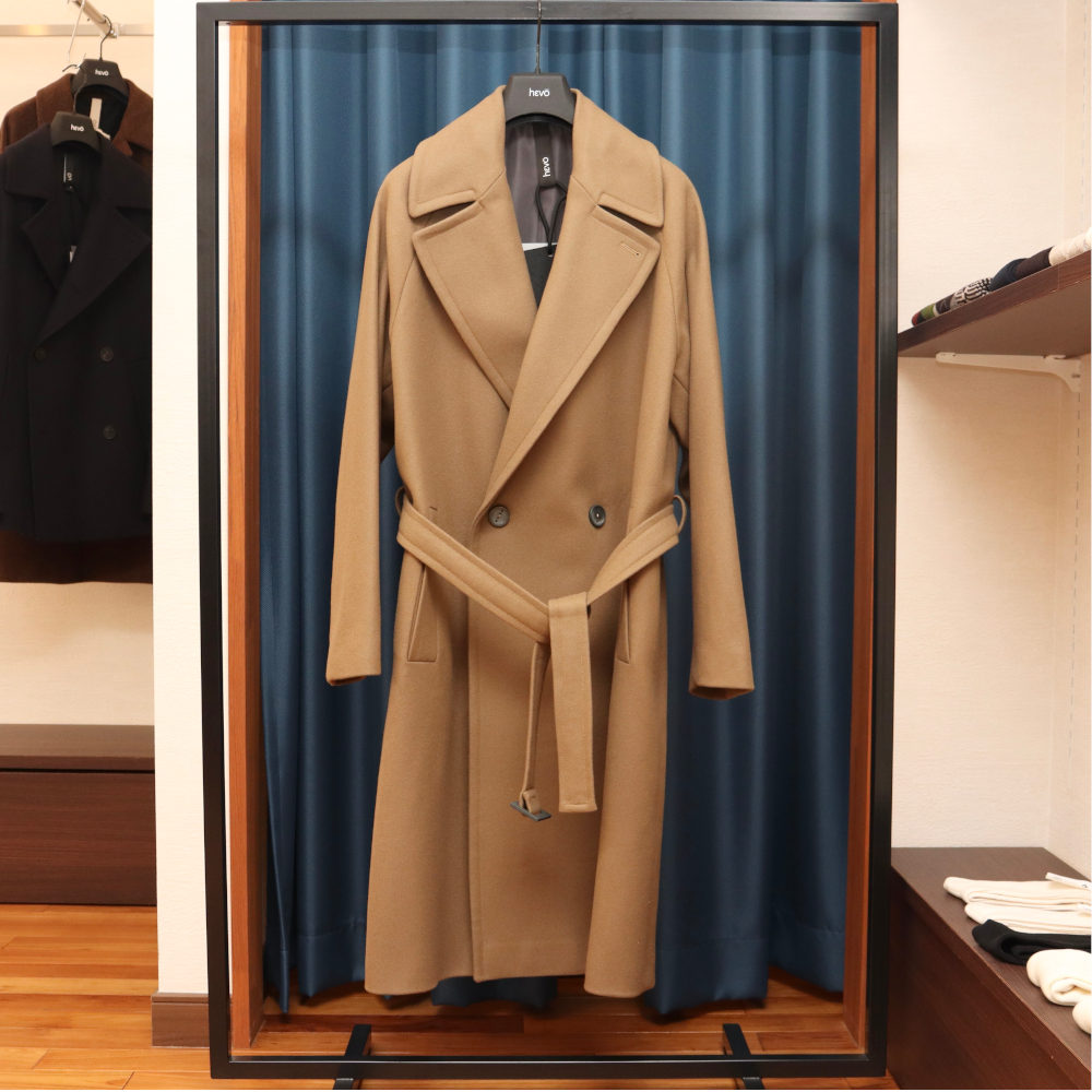 HEVO イーヴォ BRINDISI ウールメルトン ベルテッドコート ブラック 44