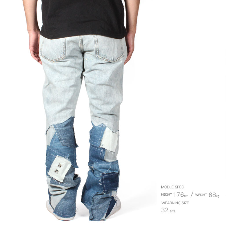 楽天市場】【30%OFF】 mnml ミニマル B424 PATCH FLARE DENIM デニム