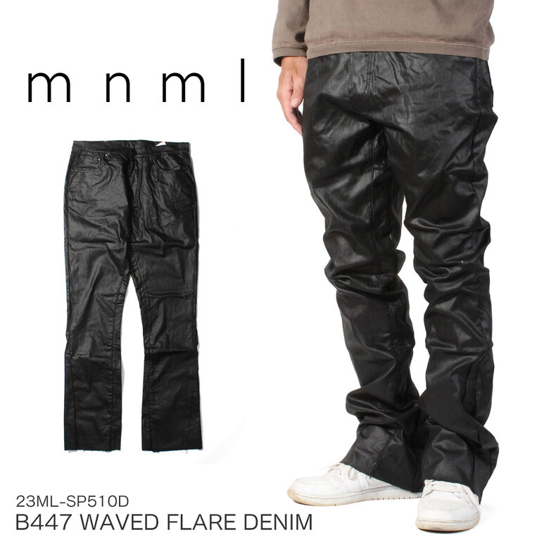 楽天市場】【20%OFF】 mnml ミニマル B447 WAXED FLARE DENIM BLACK