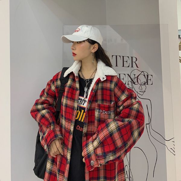 楽天市場】リバーシブル ジャケット ブルゾン コート チェック柄 ボア