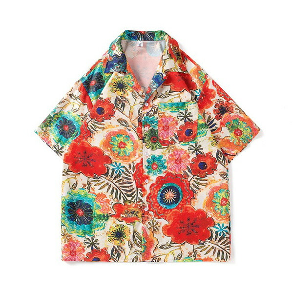 楽天市場】柄シャツ マルチカラー カラフル 花柄 フラワー ボタニカル