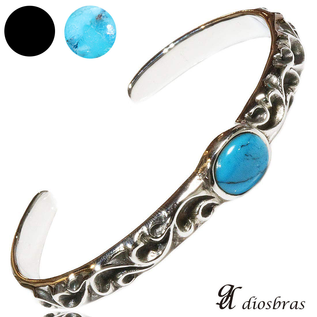 楽天市場】シルバー バングル ターコイズ オニキス アラベスク