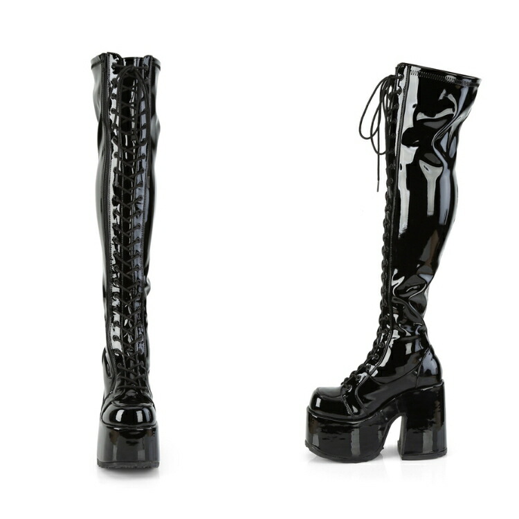 楽天市場】demonia デモニア 厚底 ブーツ ニーハイブーツ サイ