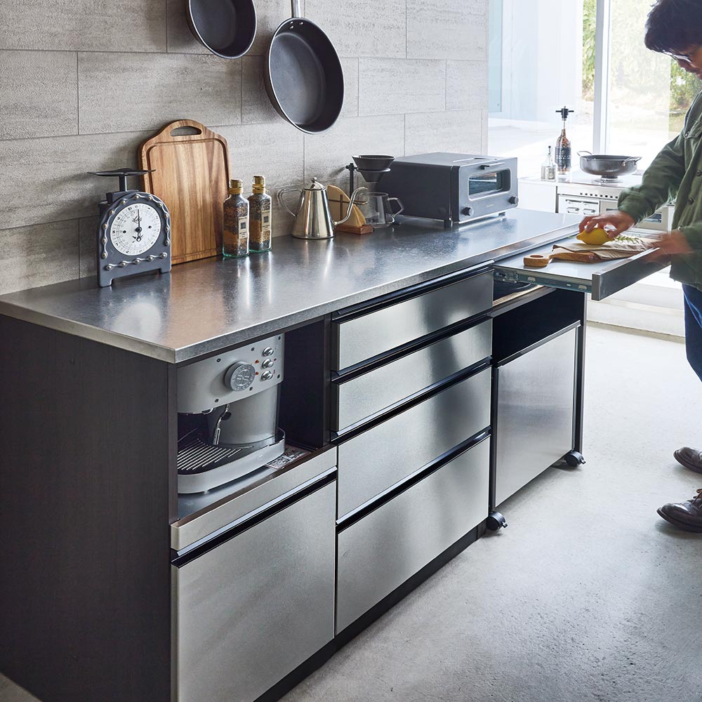 楽天市場】ステンレスバイブレーション仕上げ天板カウンター 幅100cm