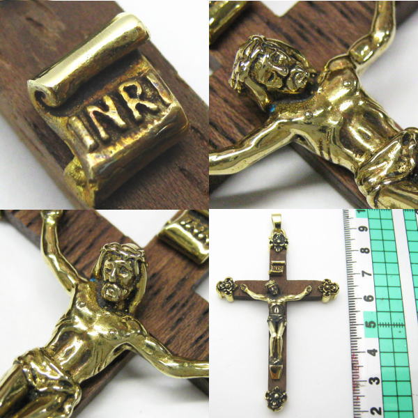 楽天市場】キリストクロスロザリオペンダント ウッド＆ブラス(真鍮