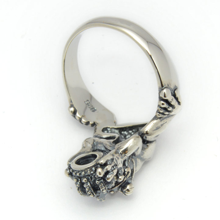 楽天市場】銀の蛙と王冠の指輪 カエルの王さまリング シルバー925 銀