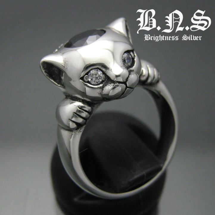 楽天市場】子猫の指輪 CZクラウンキャットリング (クリア ブラック