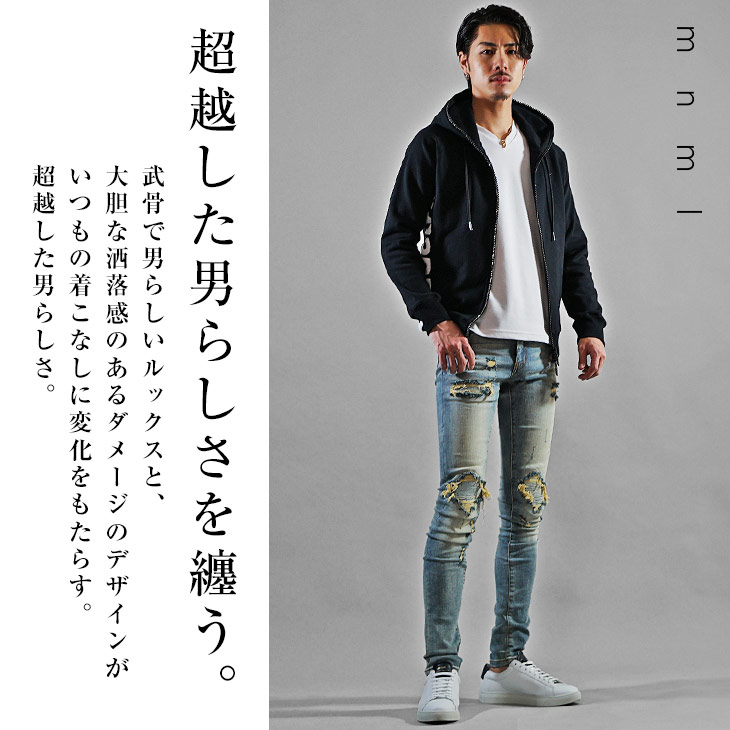 楽天市場】mnml デニム ミニマル ジーンズ ダメージ ジーンズ ダメージ