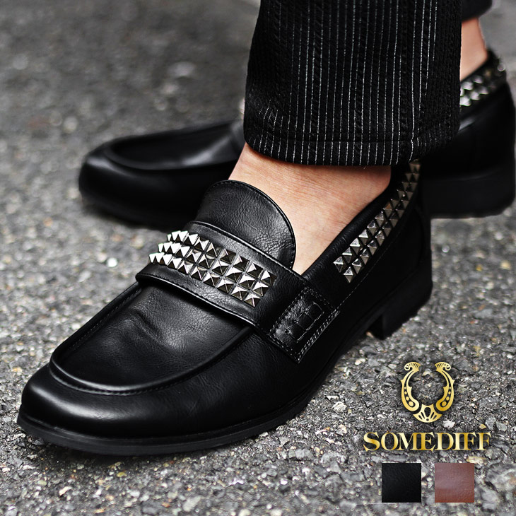 楽天市場】ローファー メンズ おしゃれ スタッズローファー フェイク