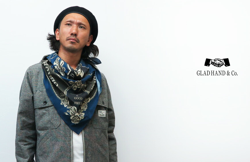 楽天市場】GLAD HAND グラッドハンド スカーフ HEART LAND ロゴ 90cm