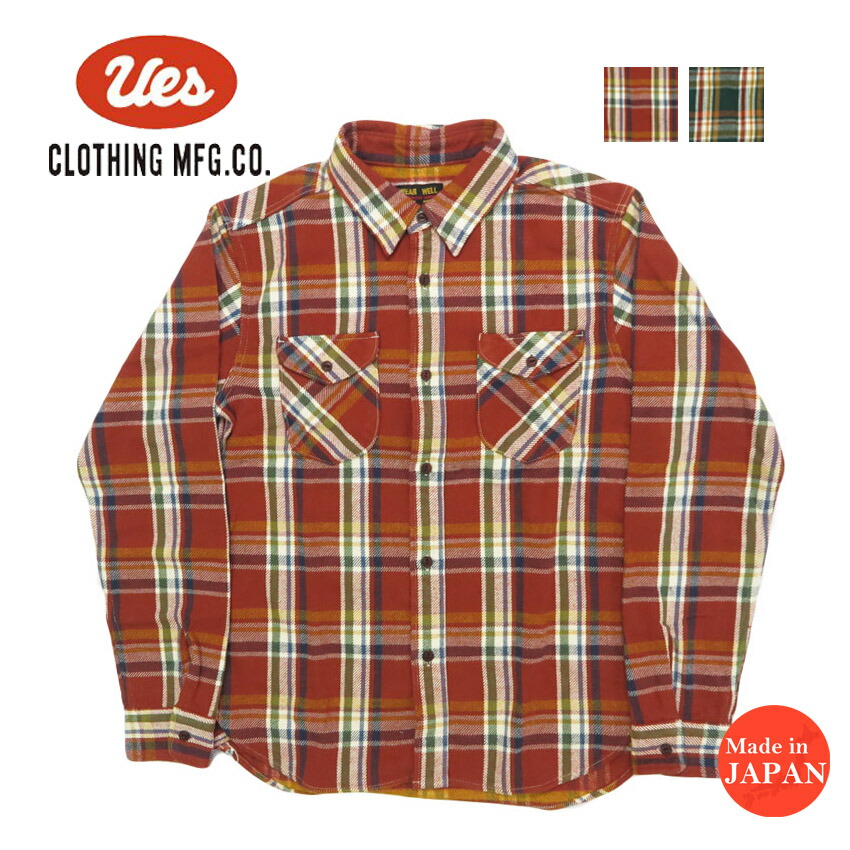楽天市場】UES ウエス チェック 先染ヘビーネルシャツ 長袖 502553