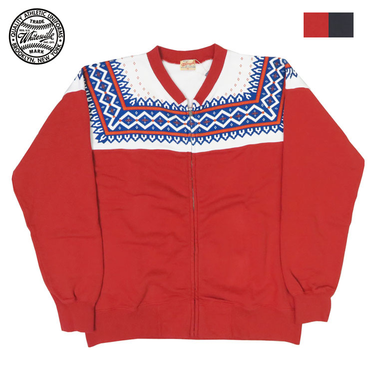 楽天市場】WHITES VILLE ホワイツビル 雪柄 クルーネック ジップアップ