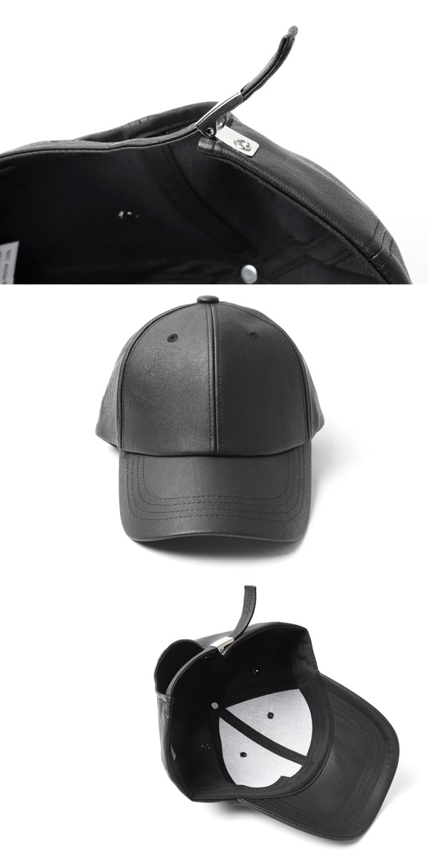 楽天市場】フェイクレザーキャップ ユニセックス ブラック | メンズ