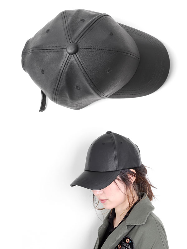 楽天市場】フェイクレザーキャップ ユニセックス ブラック | メンズ
