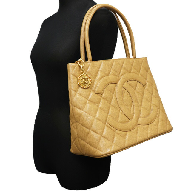 楽天市場】シャネル CHANEL 復刻 トート バッグ ベージュ キャビア
