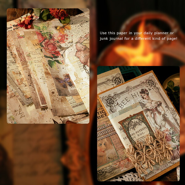 楽天市場】ヴィンテージ ペーパー 100枚綴 海外 デザインペーパー 海外