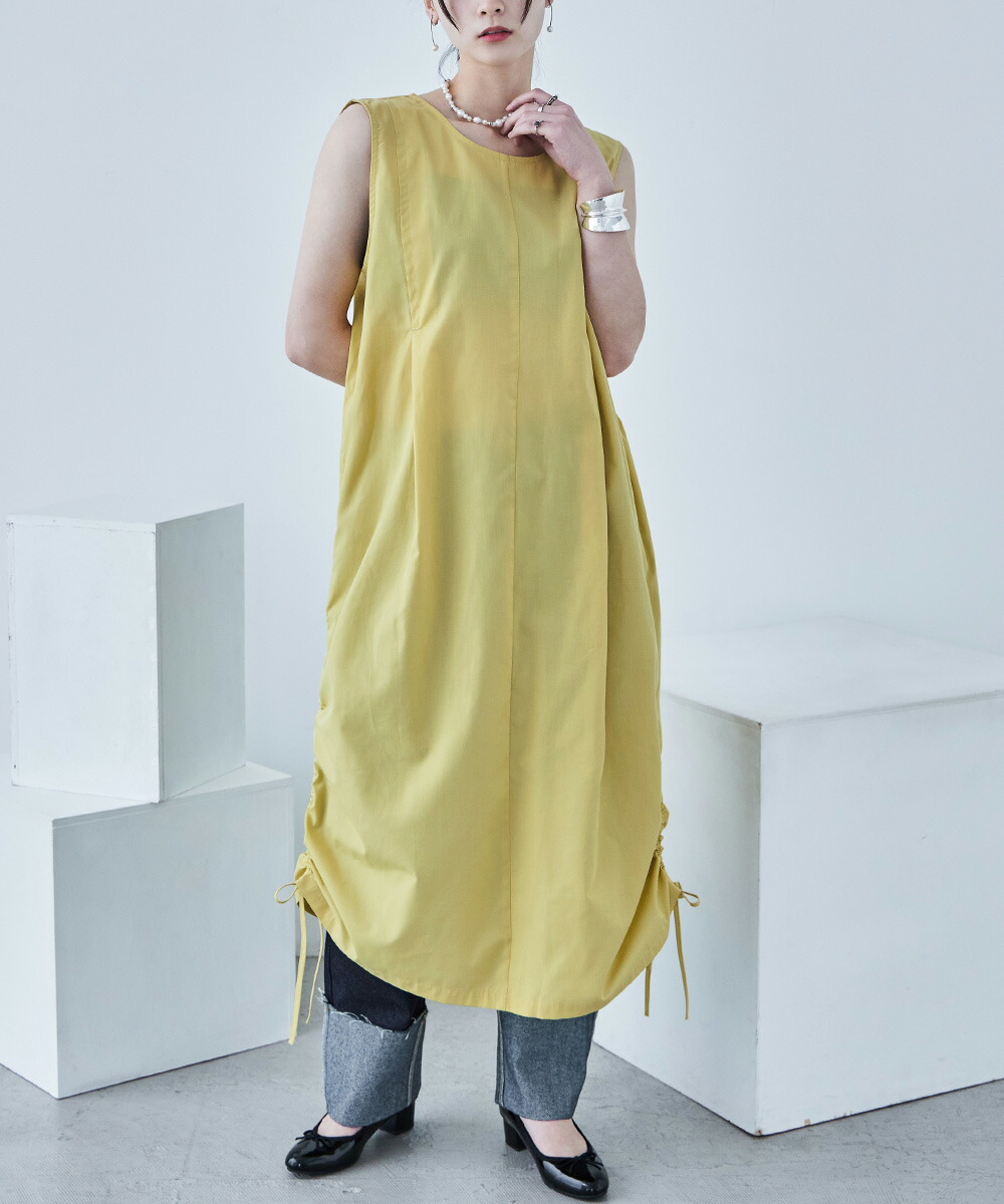 楽天市場】サイドシャーリング ノースリーブワンピース ワンピース